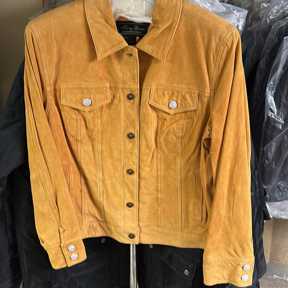 Terry Lewis Classic Luxuries Mustard Yellow Suede Leather Jacket